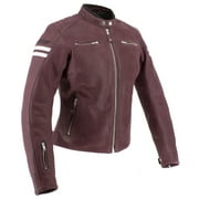 Joe Rocket Classic '92 Womens Leather Motorcycle Jacket Ox Blood/Cream MD